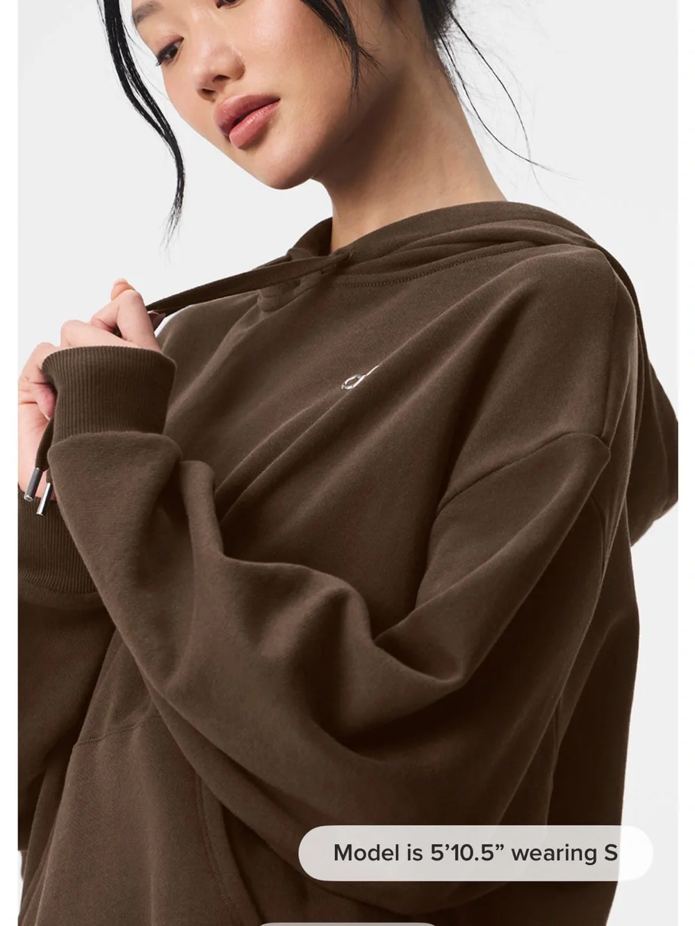 ALO Yoga Chocolate Brown Cropped Hoodie with Drawstring